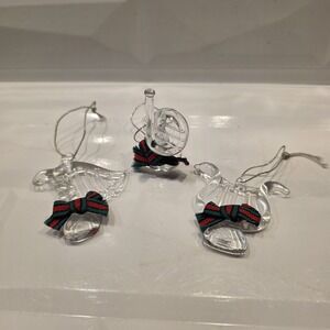 Vintage Enesco 1983 Glass Christmas Tree Ornaments Set Of‎ 3 Musical Instruments